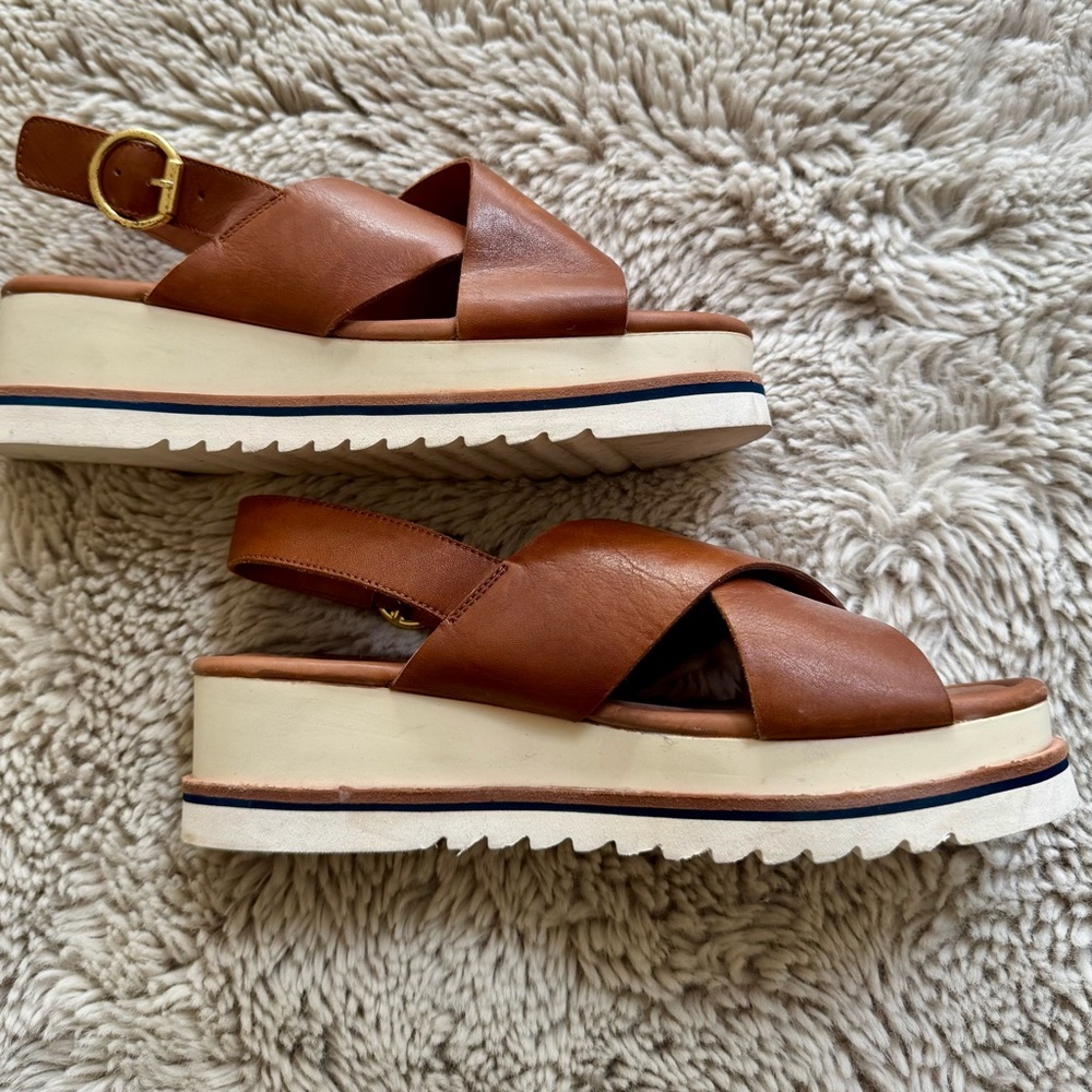 Ara Brown Leather Crossover Platform Sandals - image 5